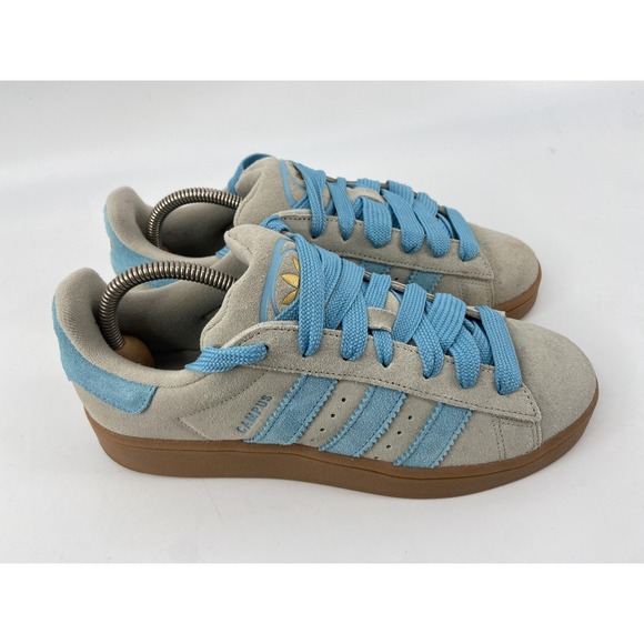 Adidas Campus Shoes Womens 9.5 Blue Gray Suede Gum Sneaker Casual Retro - Picture 3 of 10